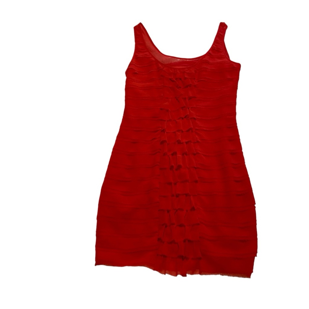 Bebe Women’s Red Layered Sleeveless Mini Dress Size S Flowy Party Cocktail